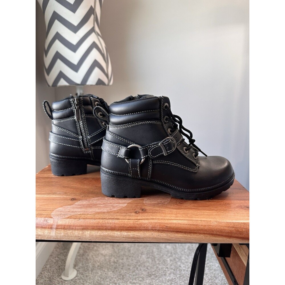 Milwaukee Motorcycle Co Paragon Black Leather Harness Boots Women's Size 7 - Picture 2 of 8